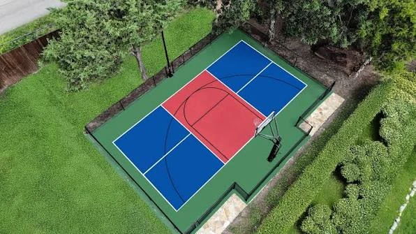 Sơn lại sân bóng rổ - pickleball tiêu chuẩn 7 lớp sơn có 10% Hạt Cao Su TopSports trên nền ciment
